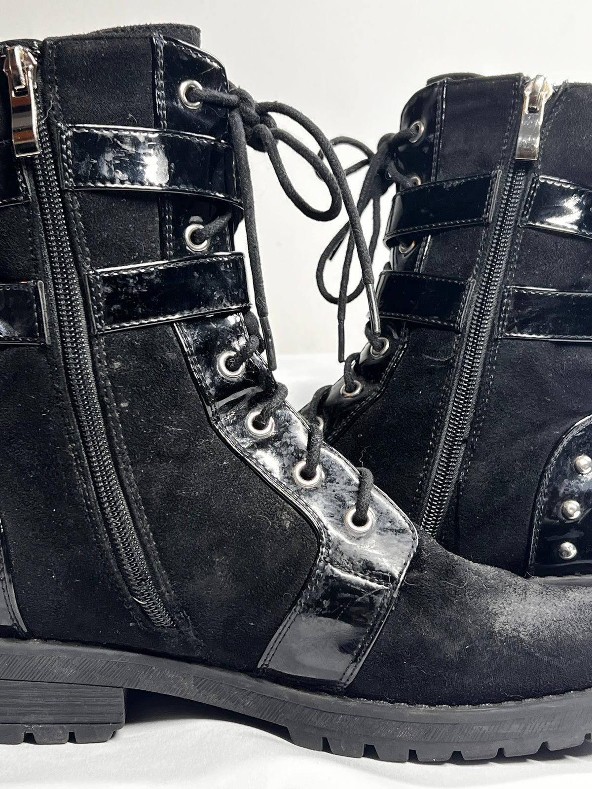 Black Buckle Biker Boots | Women’s Ankle Boots | Size UK 8