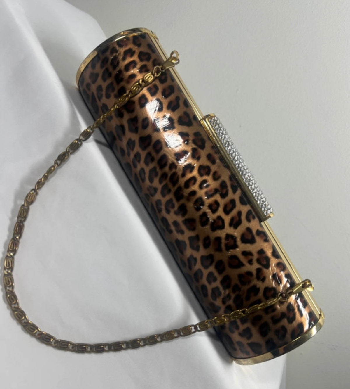 Leopard Print Clutch Bag | Diamanté Clasp |Evening Party Purse