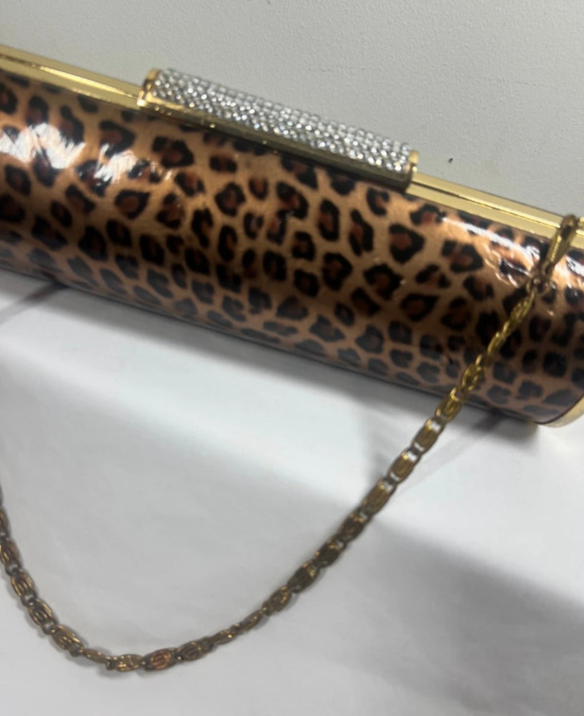 Leopard Print Clutch Bag | Diamanté Clasp |Evening Party Purse