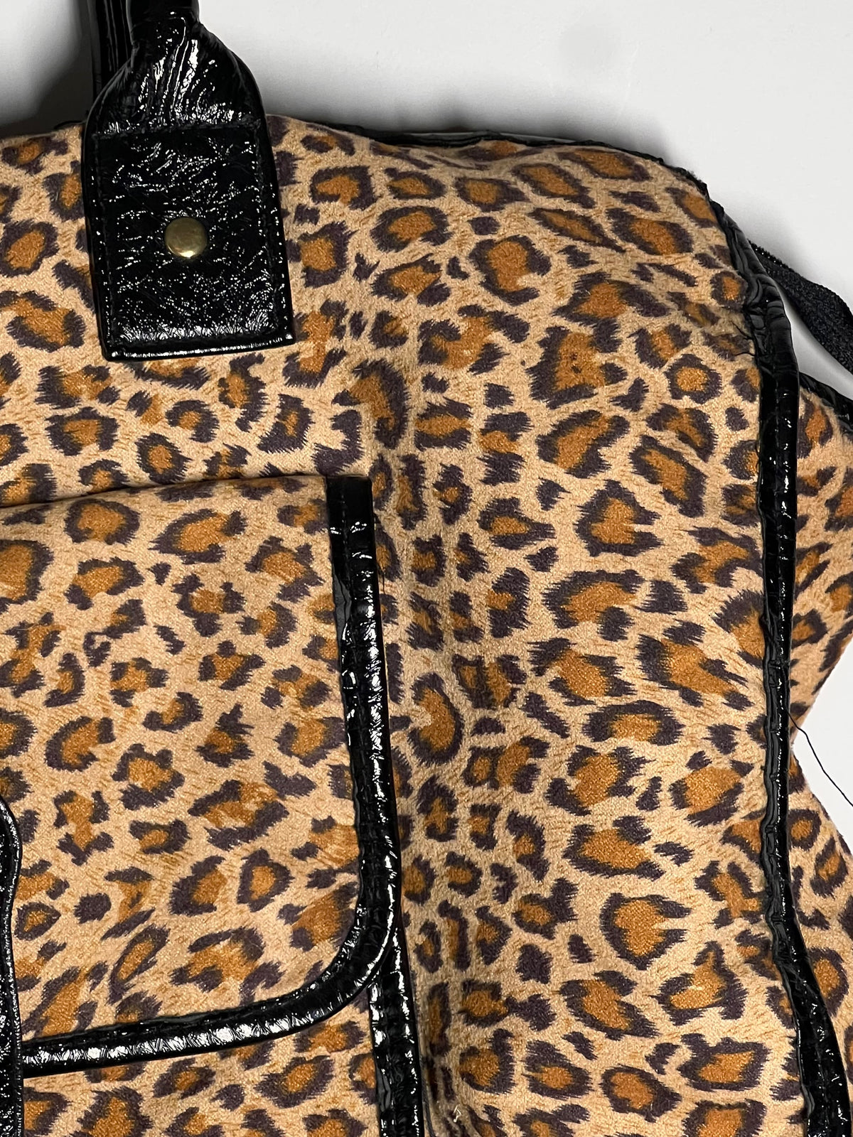 Large Leopard Print Handbag | Animal Print Shoulder Bag | Black Faux Leather Trim