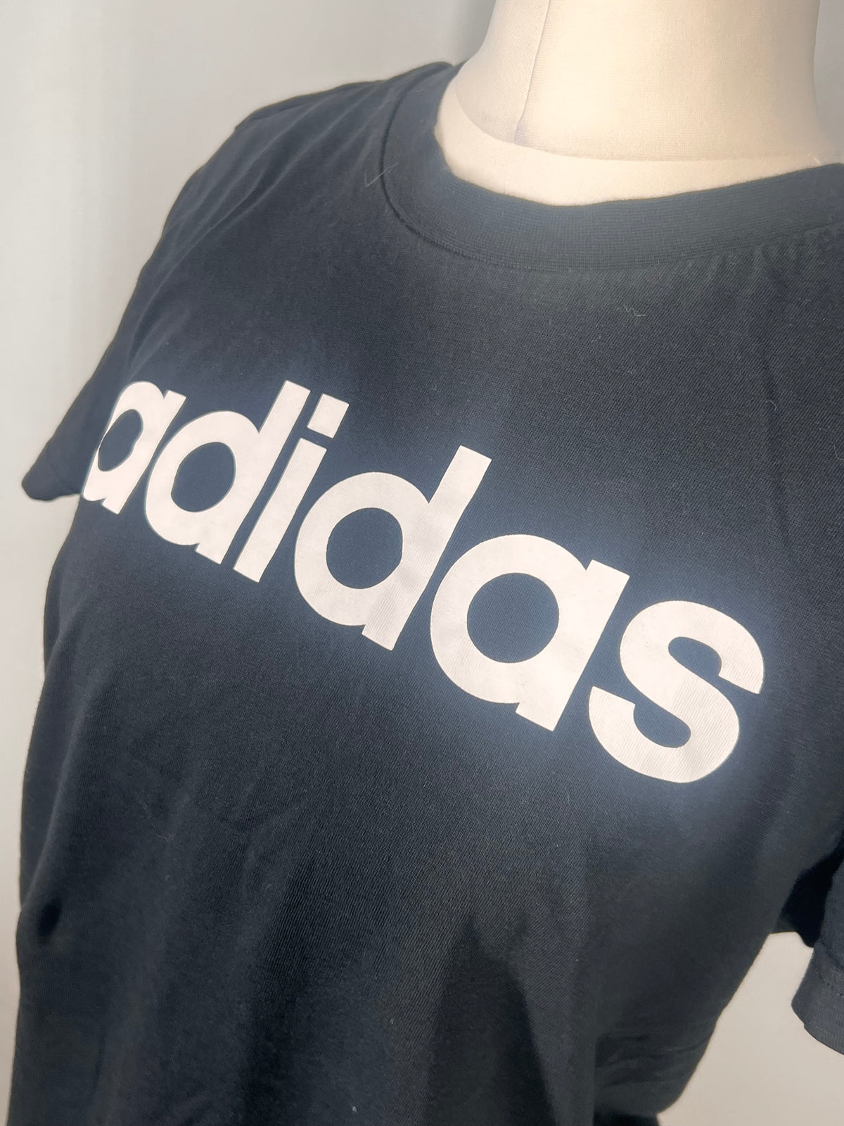 Adidas Black Fitted T-Shirt | Classic Logo Print | Size L (UK 14)