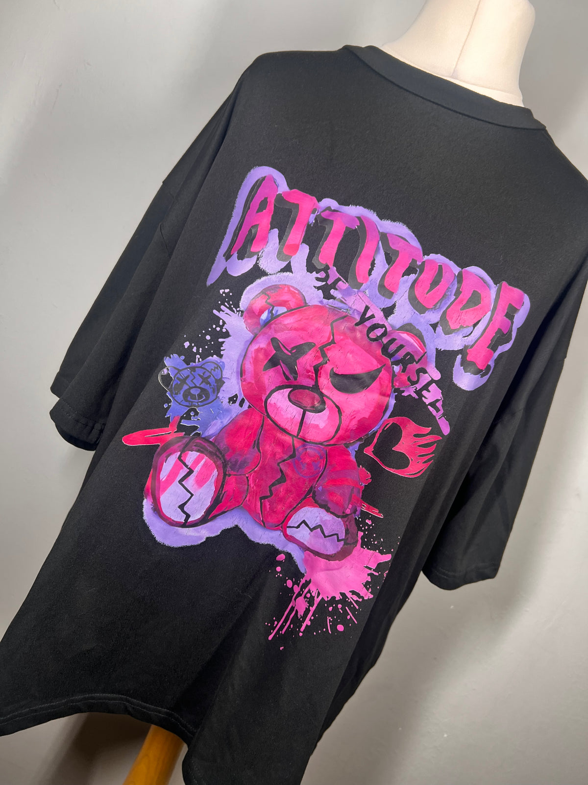 Black | attitude yourself bear tshirt |uk 14 |size L
