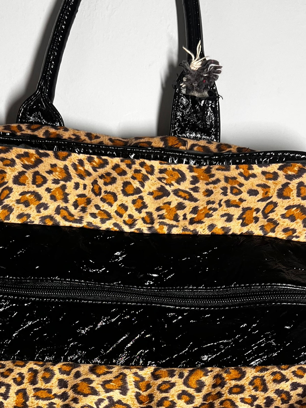 Large Leopard Print Handbag | Animal Print Shoulder Bag | Black Faux Leather Trim