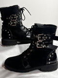 Black Buckle Biker Boots | Women’s Ankle Boots | Size UK 8