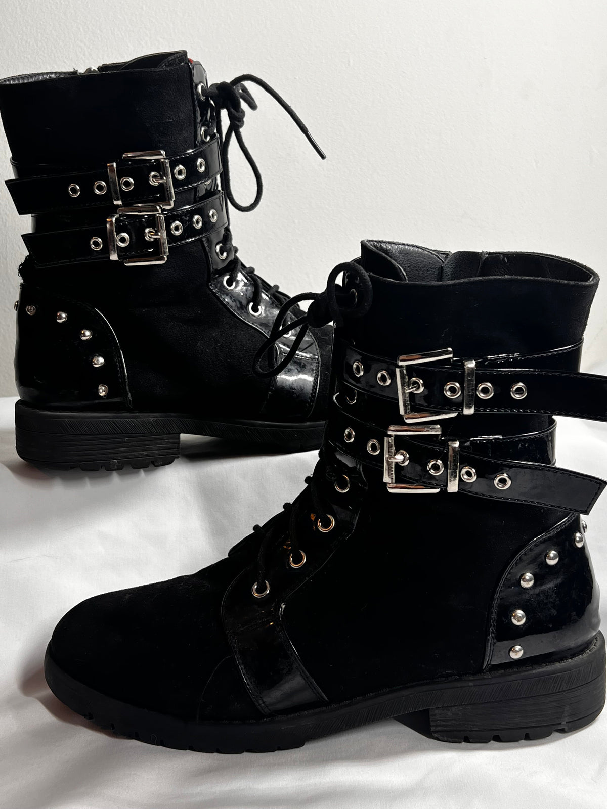 Black Buckle Biker Boots | Women’s Ankle Boots | Size UK 8