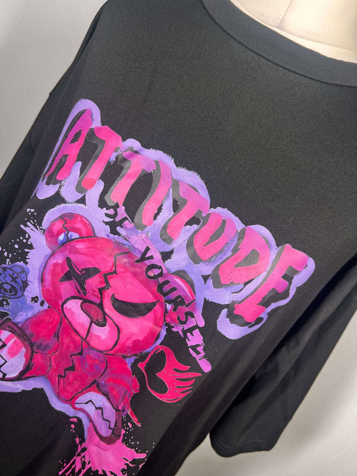 Black | attitude yourself bear tshirt |uk 14 |size L