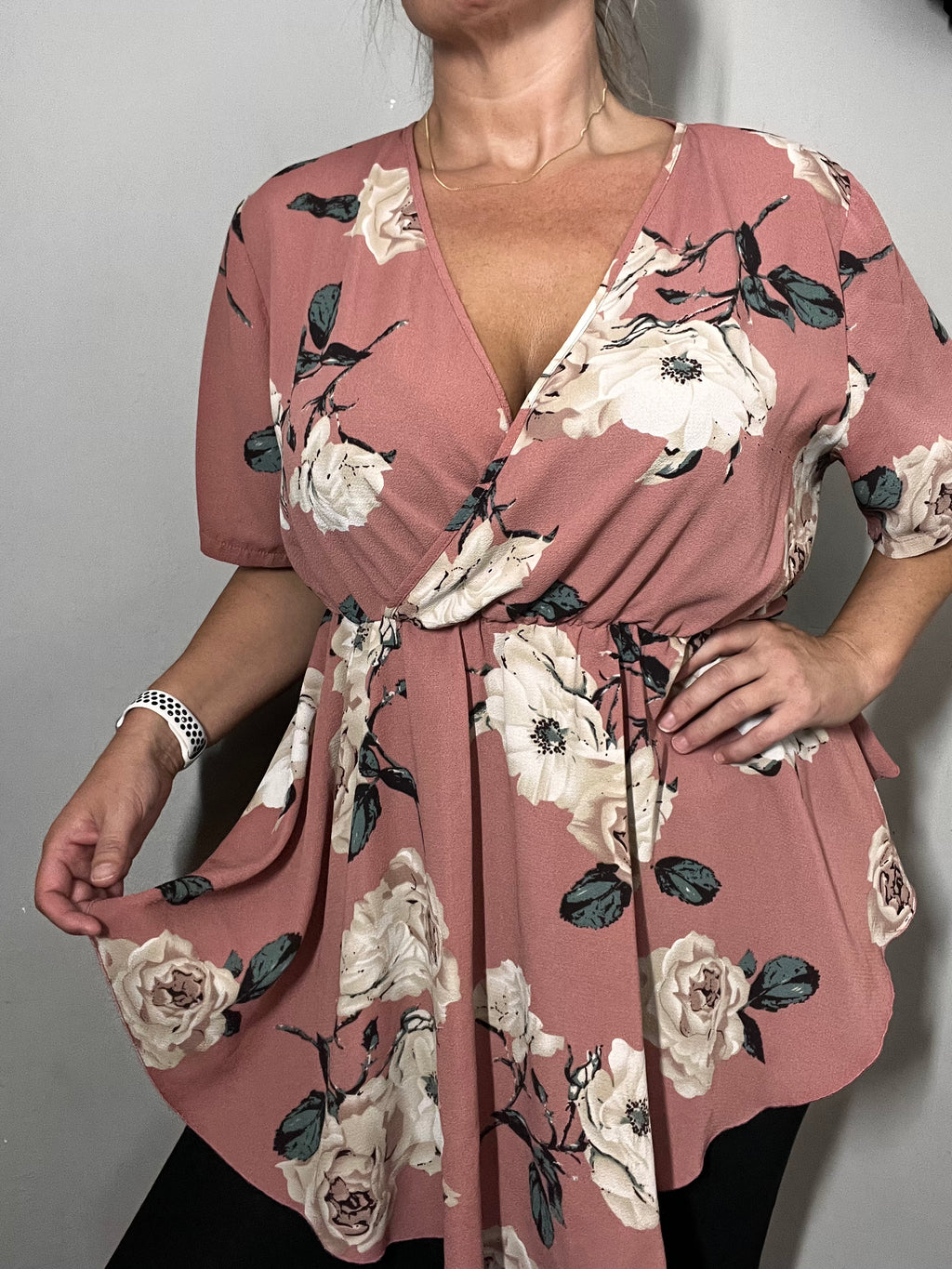 Shein Curve rose Floral Blouse | Women’s Plus Size Top | Size 3XL