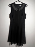 New Look Black Smart Dress |Size 10 |Contrast Collar Office Formal Work