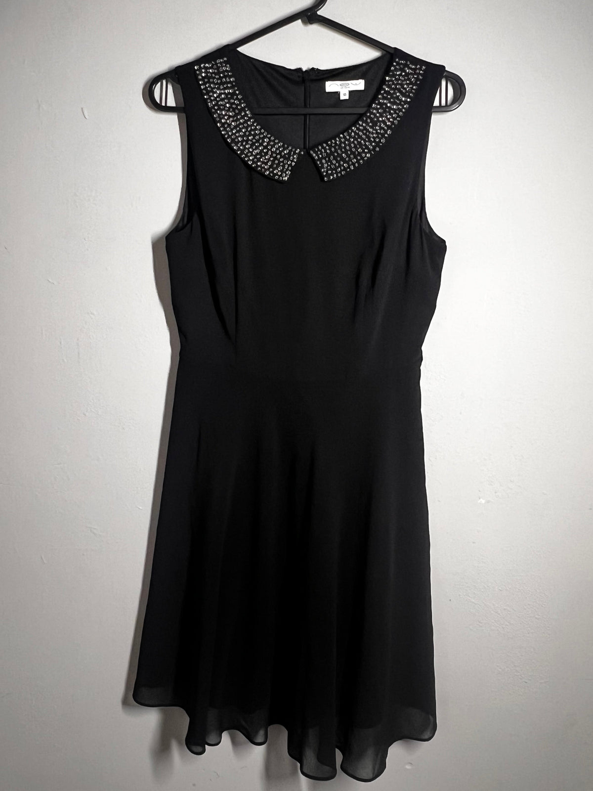 New Look Black Smart Dress |Size 10 |Contrast Collar Office Formal Work