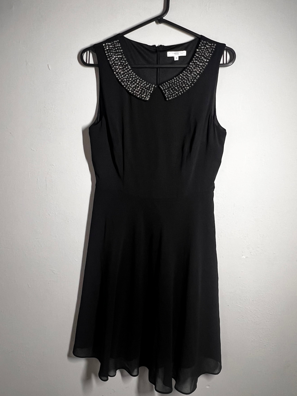 New Look Black Smart Dress |Size 10 |Contrast Collar Office Formal Work