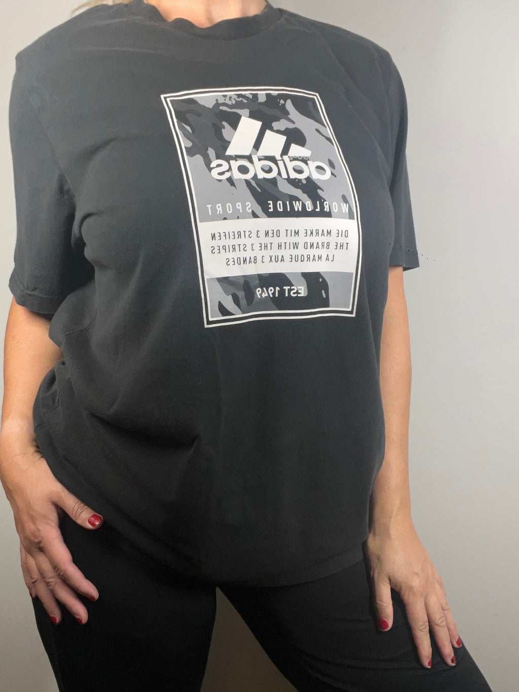 Adidas Black Logo T-Shirt | Casual Sportswear Tee | Size XL