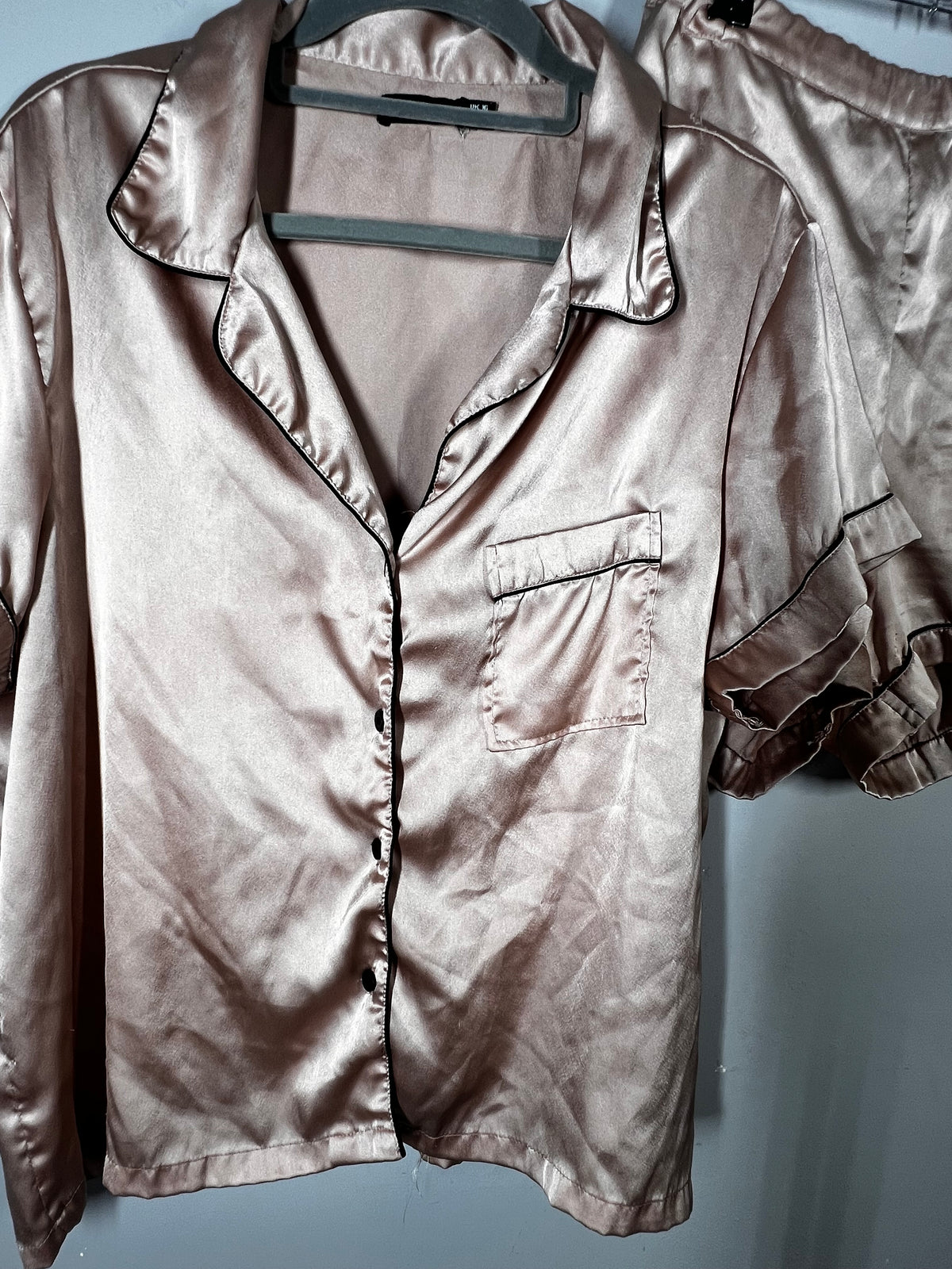 Rose Satin Pyjama Set Size XL Shorts Set Nightwear Loungewear