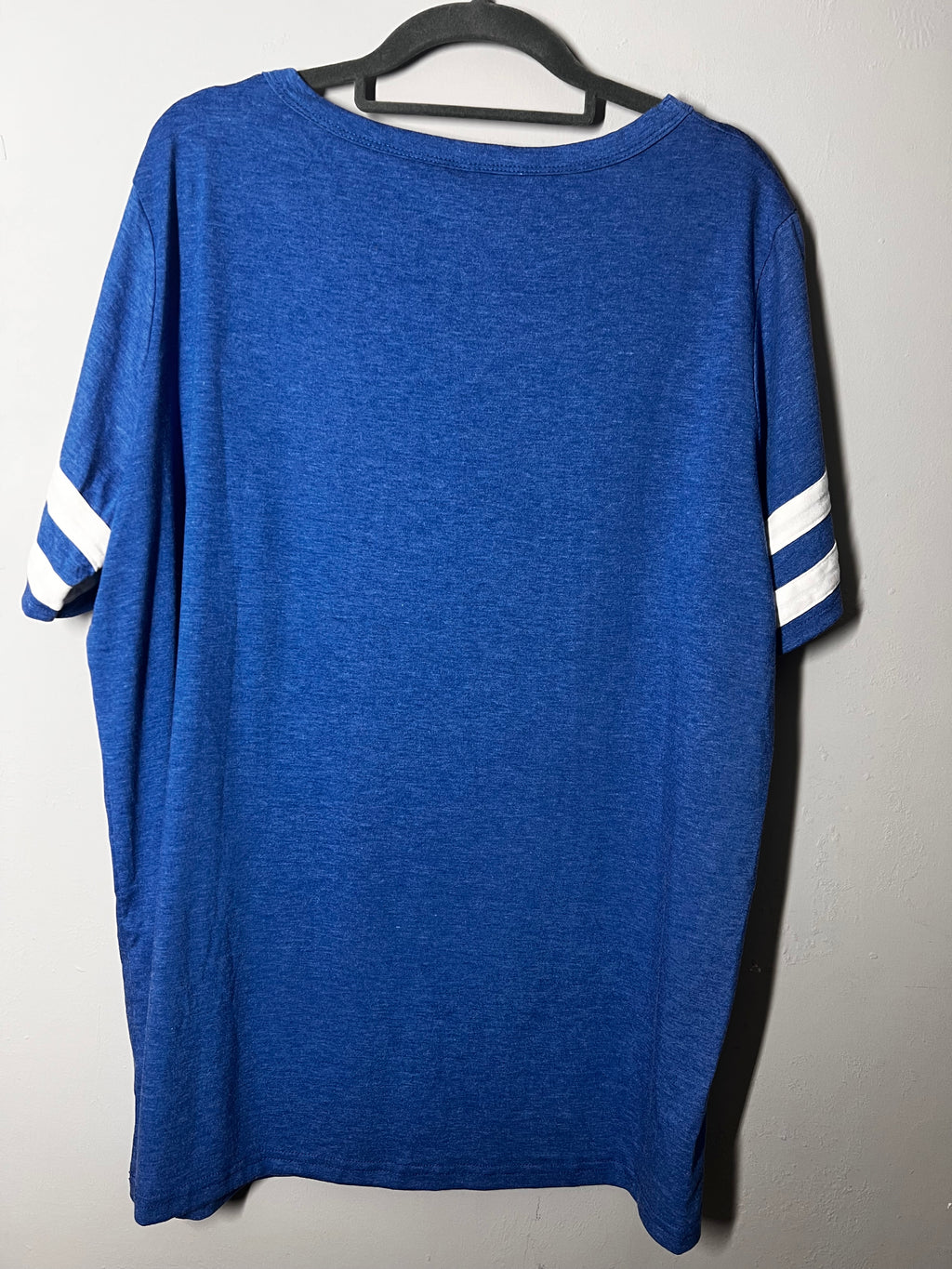 Blue T-Shirt |White Stripe Sleeves Size 2XL |Casual Top