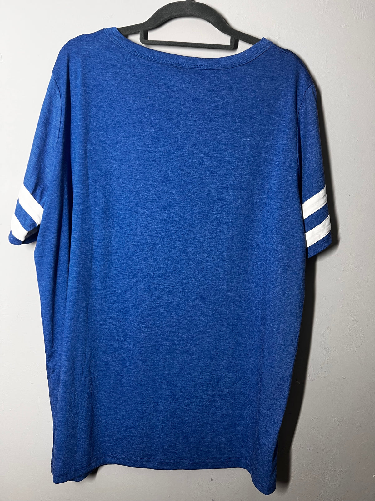 Blue T-Shirt |White Stripe Sleeves Size 2XL |Casual Top