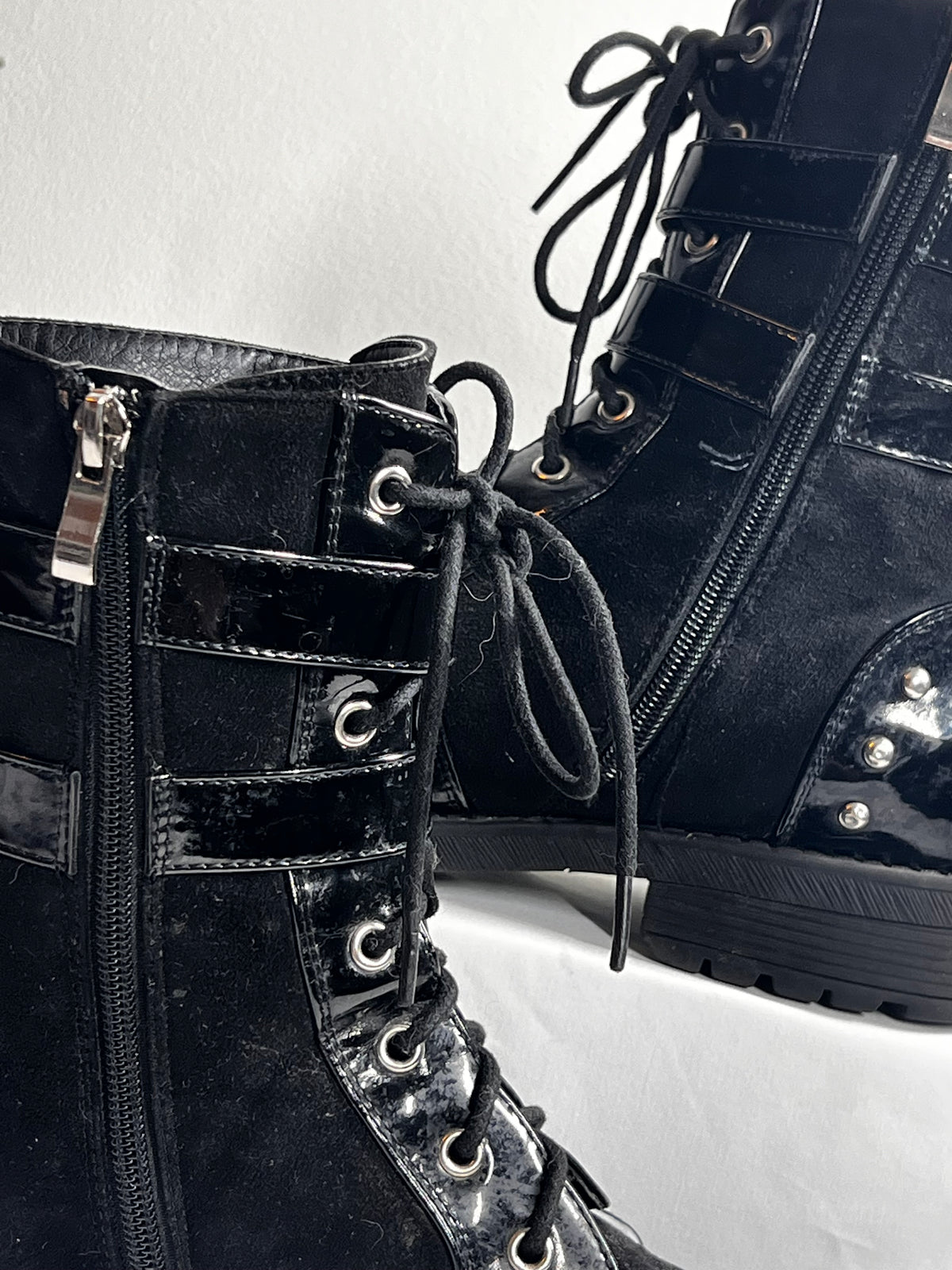 Black Buckle Biker Boots | Women’s Ankle Boots | Size UK 8