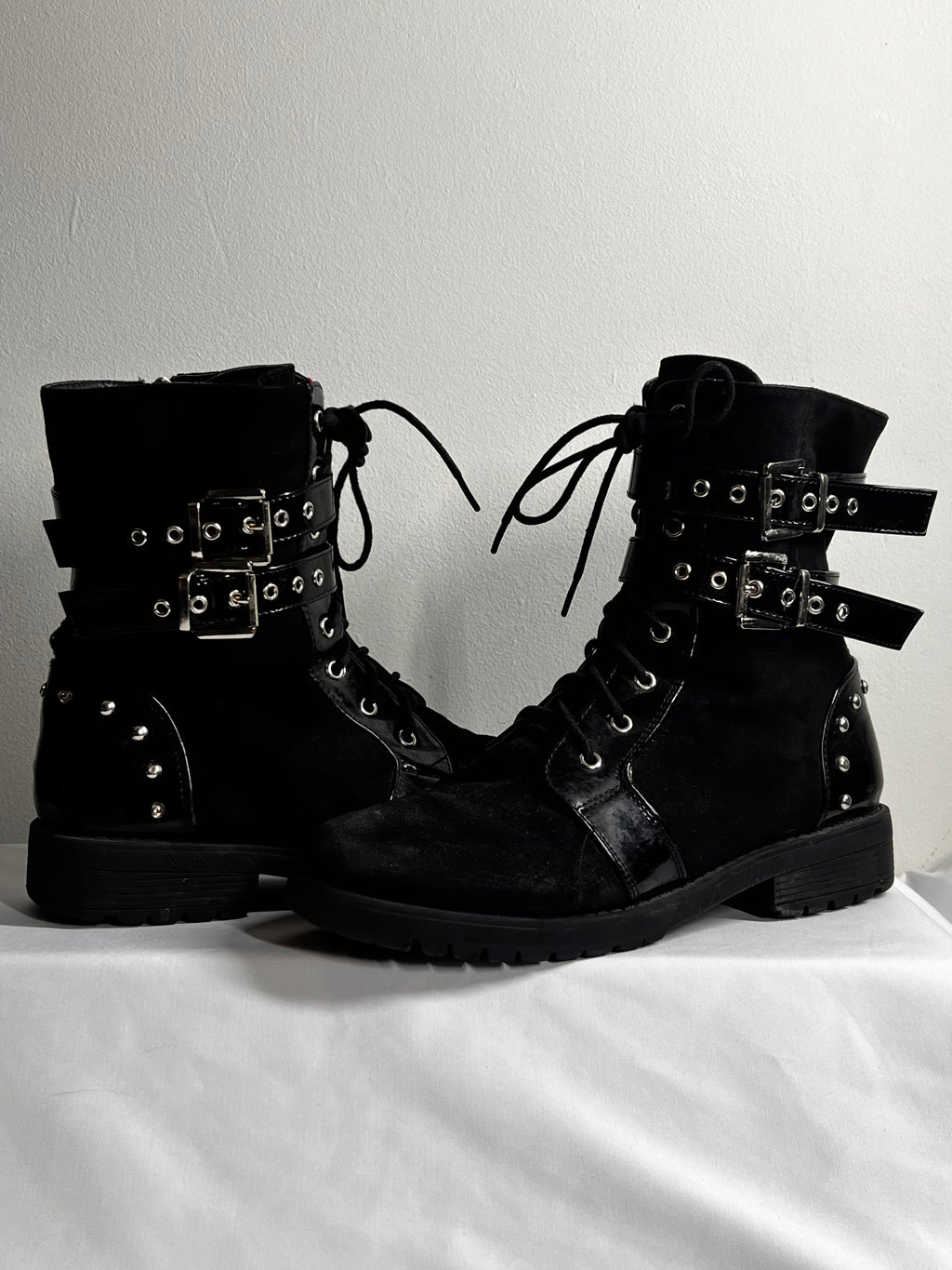 Black Buckle Biker Boots | Women’s Ankle Boots | Size UK 8