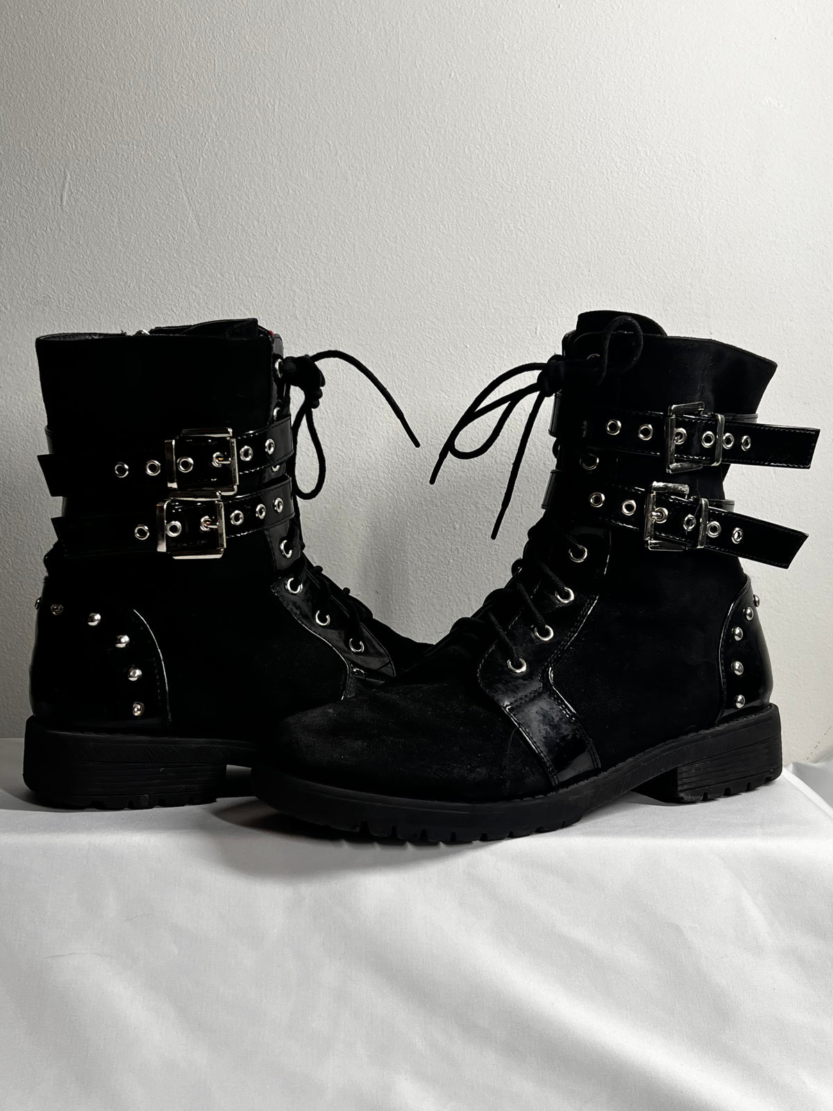 Black Buckle Biker Boots | Women’s Ankle Boots | Size UK 8