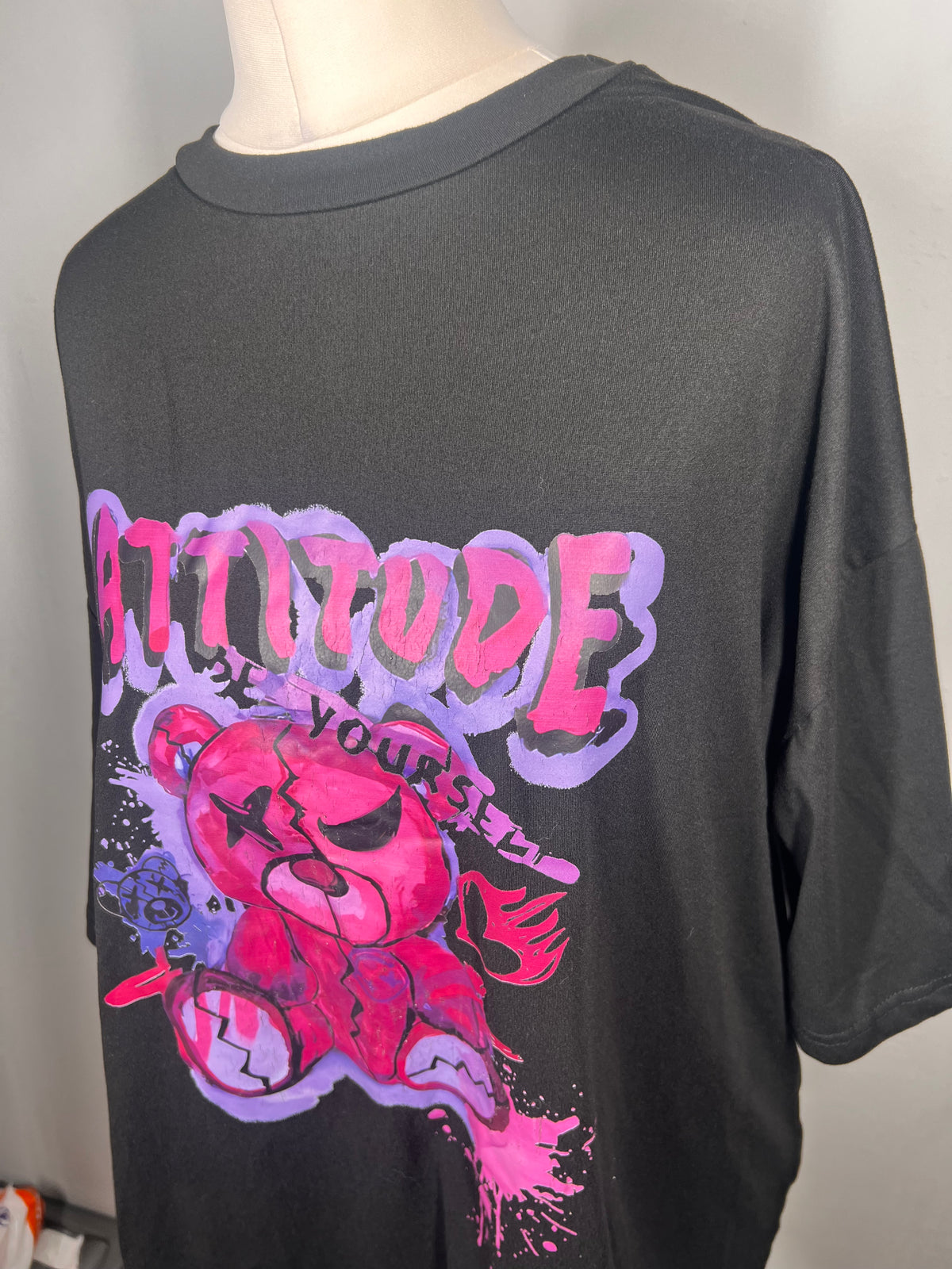 Black | attitude yourself bear tshirt |uk 14 |size L