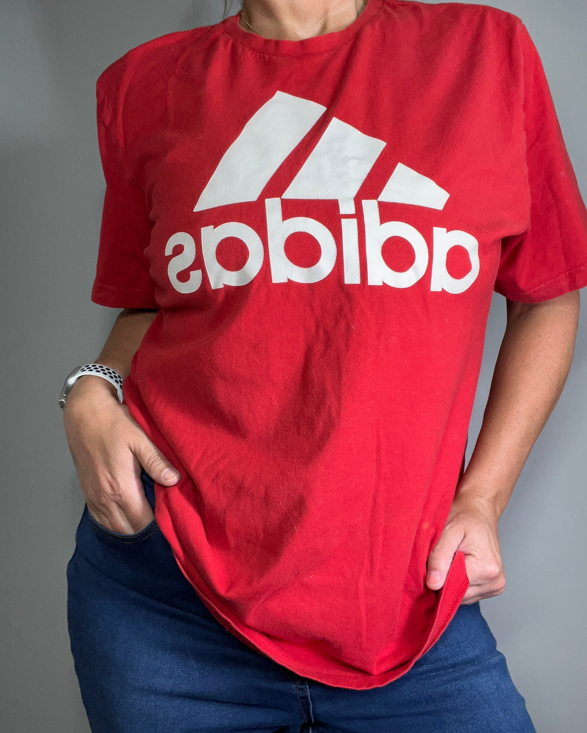 Adidas Red Logo T-Shirt | XL Sports Gym | Casual Tee