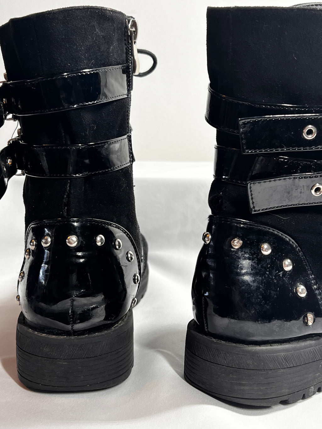 Black Buckle Biker Boots | Women’s Ankle Boots | Size UK 8