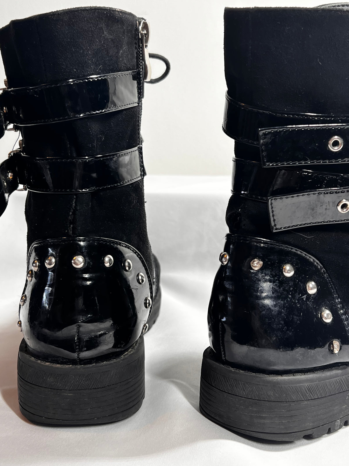 Black Buckle Biker Boots | Women’s Ankle Boots | Size UK 8