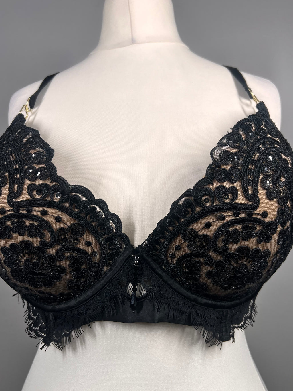 Ann Summers Black & Beige Bra 36DD | Elegant Lace Detail Lingerie
