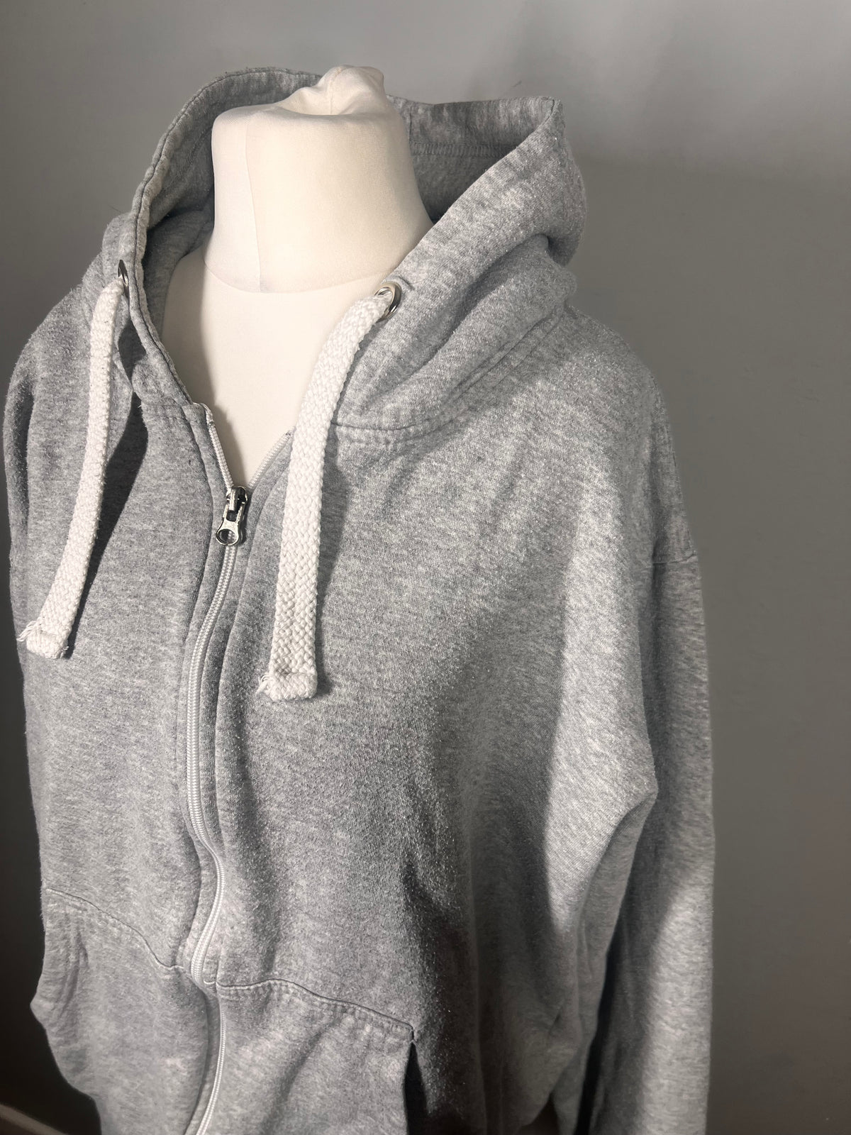 Malaika Grey Zip Hoodie | Full Zip Hooded Sweatshirt | Size XL