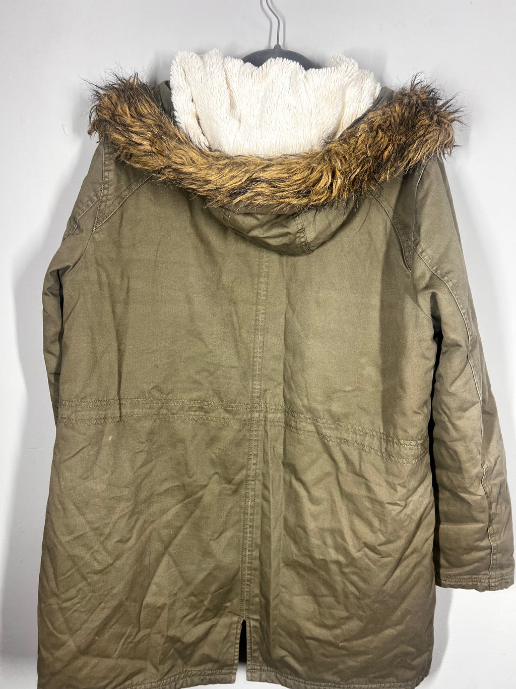 Nutmeg Khaki Parka Coat | Hooded Casual Jacket | Size 16