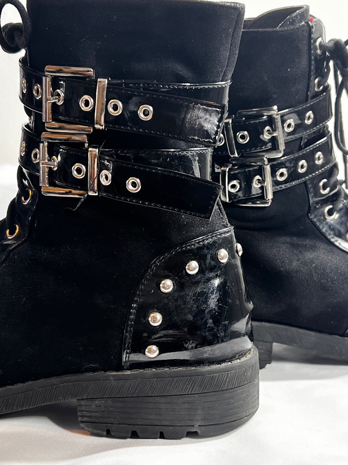 Black Buckle Biker Boots | Women’s Ankle Boots | Size UK 8