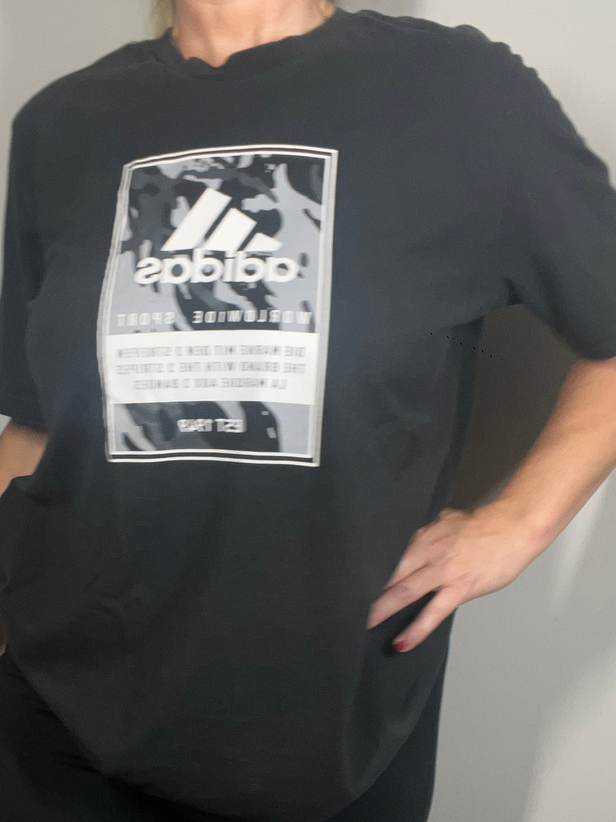 Adidas Black Logo T-Shirt | Casual Sportswear Tee | Size XL