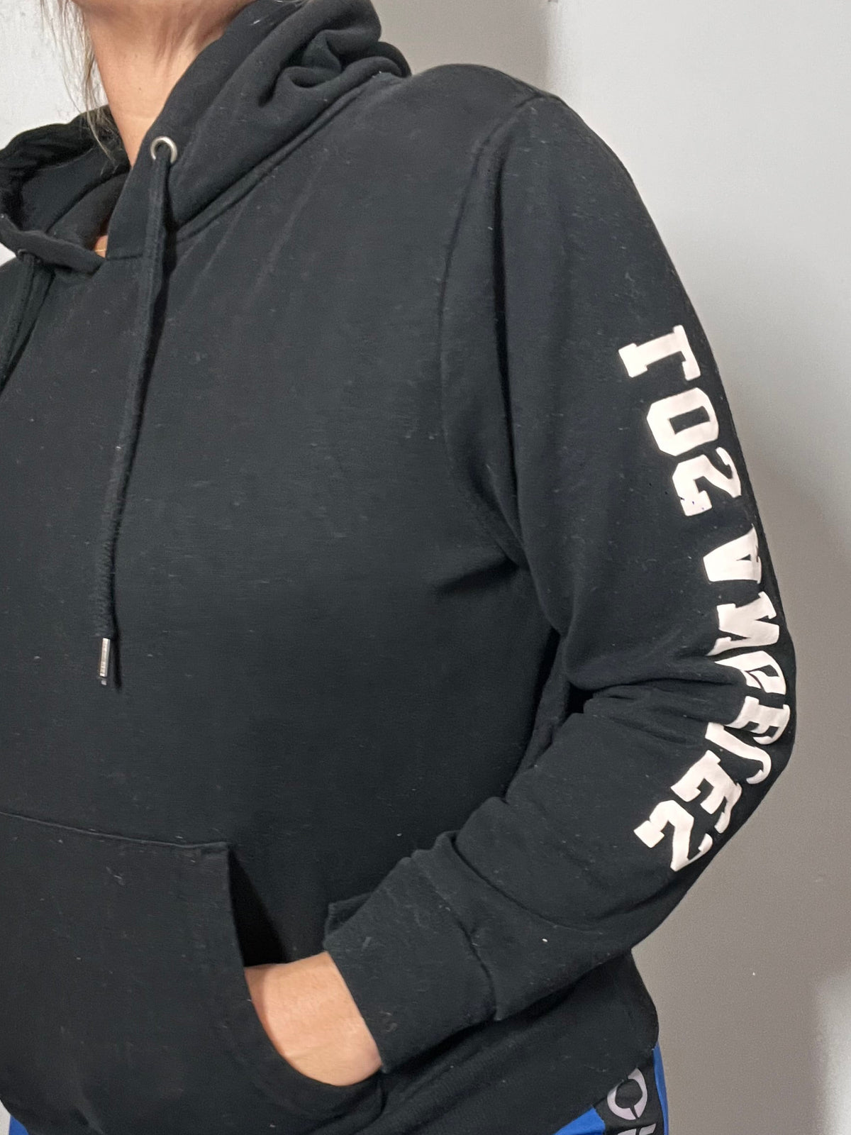 Atmosphere Black Hoodie | Los Angeles Sleeve Print | Women’s Size 14/16