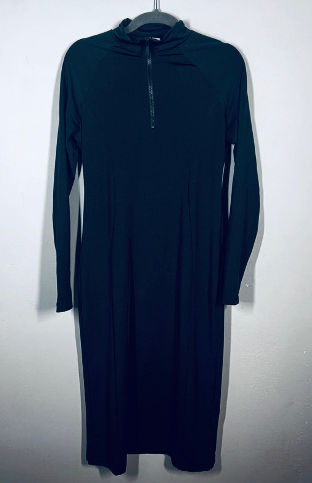H&M Black Lycra Bodycon Dress| Size Small |Stretch Midi |Party Casual