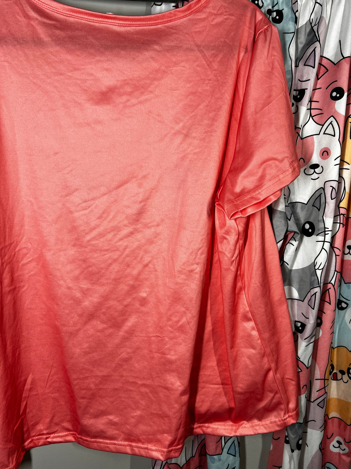 Peach Cat Print Pyjama Set | Women’s Cute Nightwear | Size XL