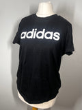 Adidas Black Fitted T-Shirt | Classic Logo Print | Size L (UK 14)