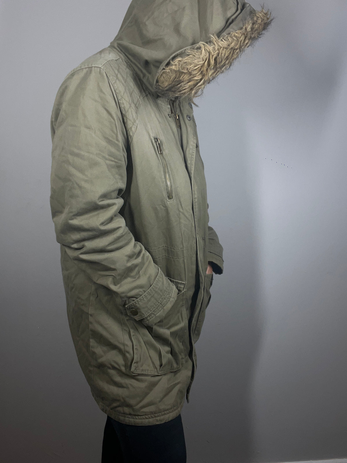 Nutmeg Khaki Parka Coat | Hooded Casual Jacket | Size 16