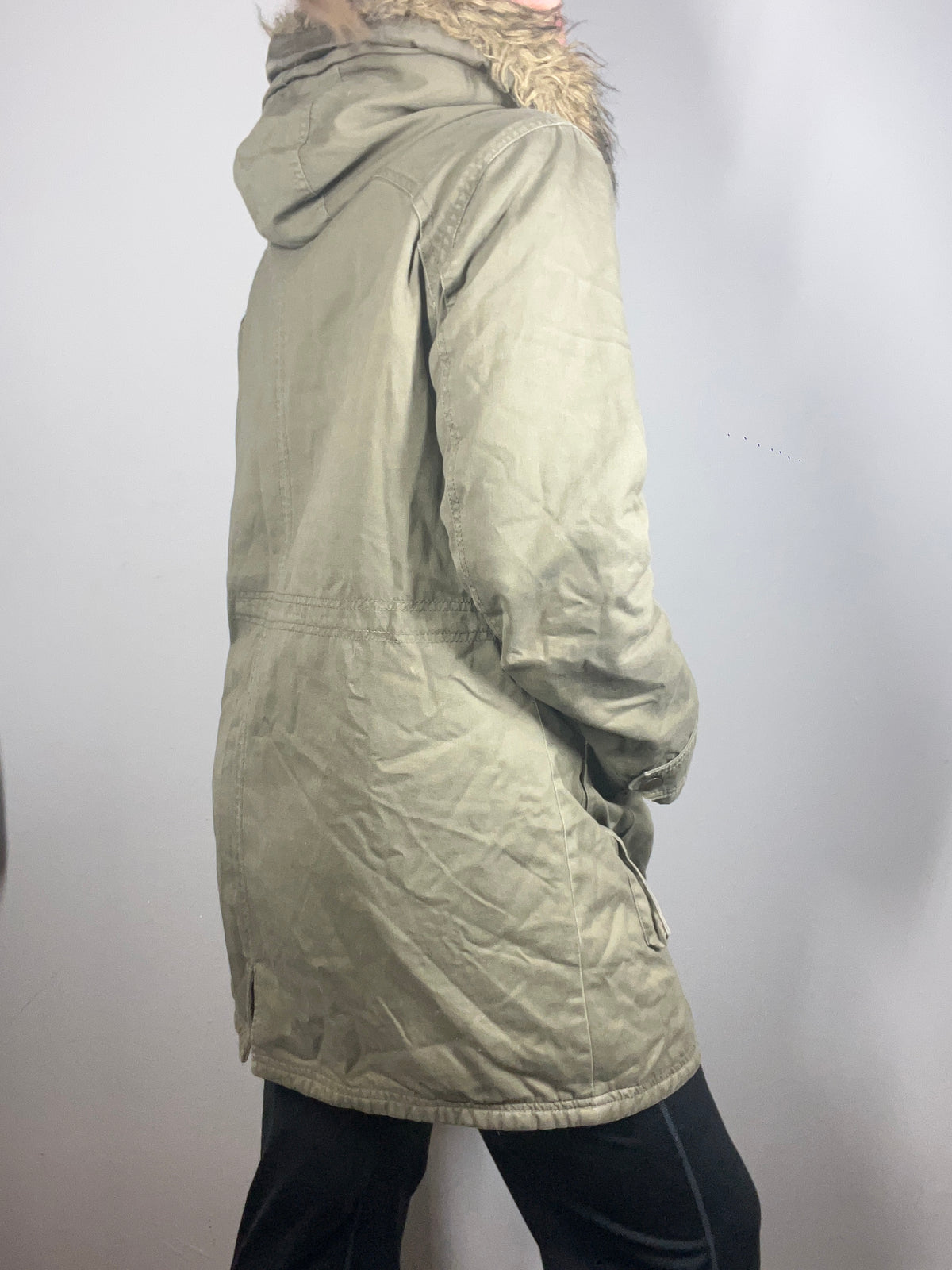 Nutmeg Khaki Parka Coat | Hooded Casual Jacket | Size 16