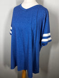 Blue T-Shirt |White Stripe Sleeves Size 2XL |Casual Top
