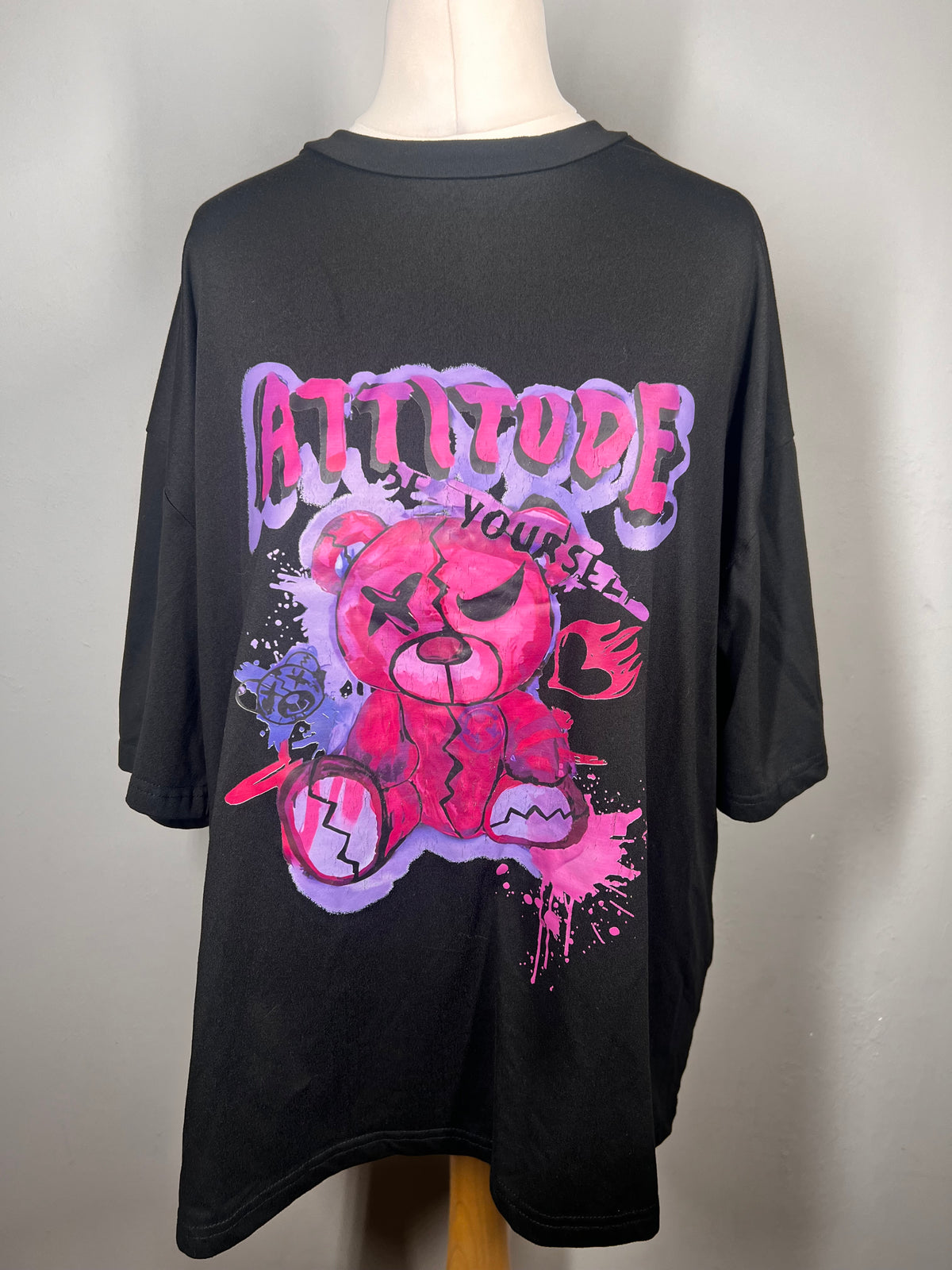 Black | attitude yourself bear tshirt |uk 14 |size L